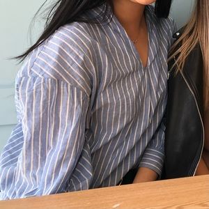 H&M Blue and white striped blouse